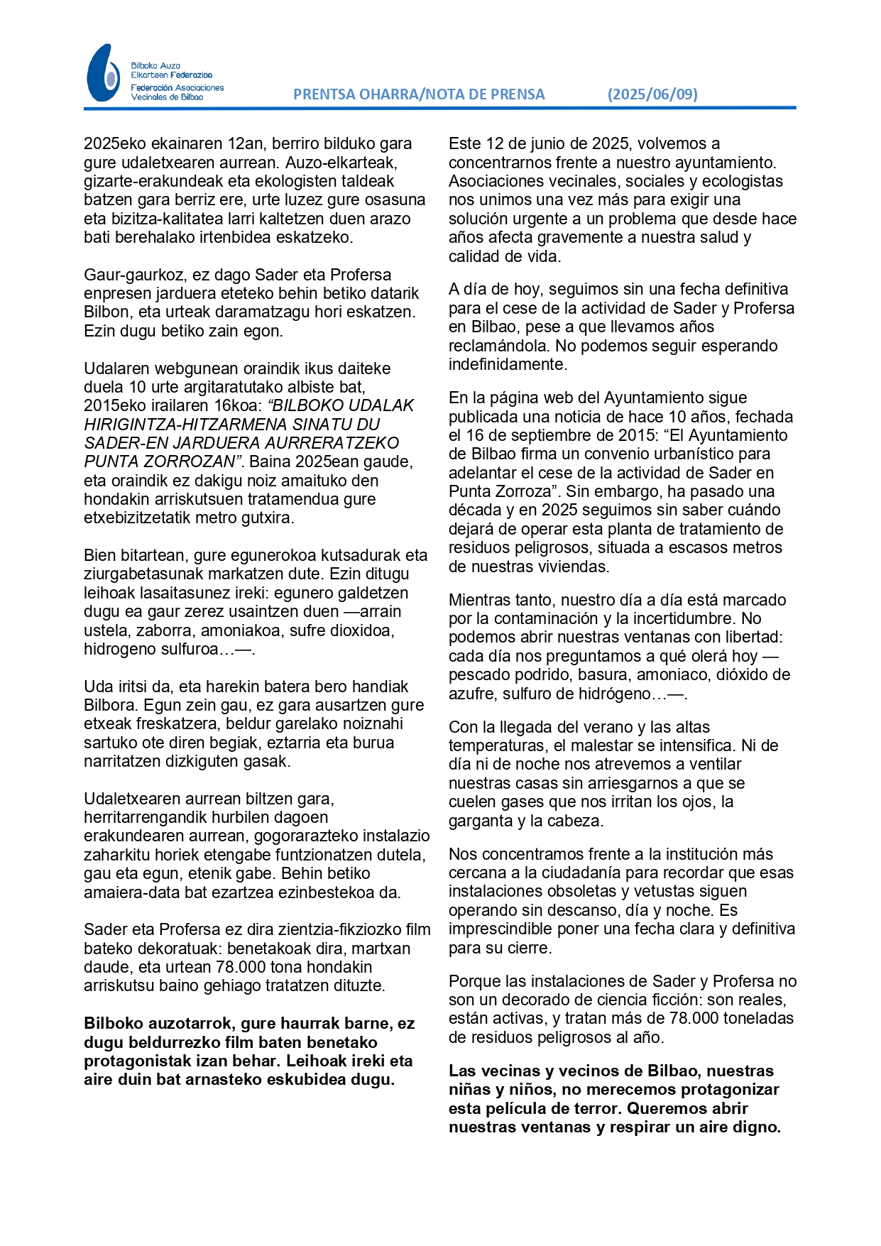 nota de prensa